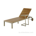 Gartenmöbel Outdoor Aluminium Teak-Sonnenliege